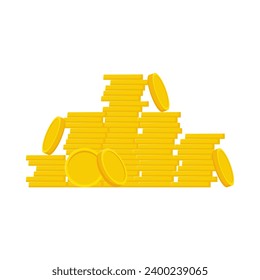 Flat illustration of pile of money coins on isolated background