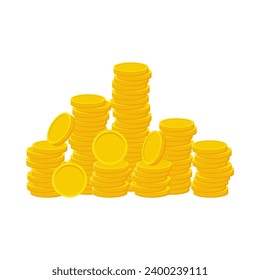 Flat illustration of pile of money coins on isolated background