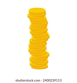 Flat illustration of pile of money coins on isolated background