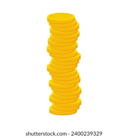 Flat illustration of pile of money coins on isolated background