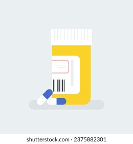 Flat illustration of pill bottle