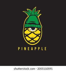flat illustration of pineapple and eyes used for print