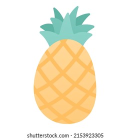 Flat illustration of pineapple tropical fruit ananas