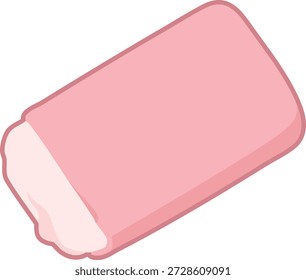 Ilustração plana de uma barra rosa de sabão com espuma macia em um canto