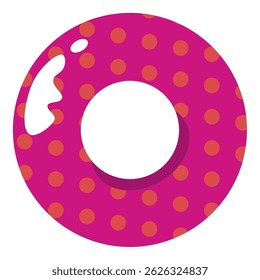 Flat Illustration of Pink Polka Dot Swim Ring
