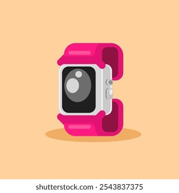 Ilustração plana relógio inteligente rosa com estilo plano