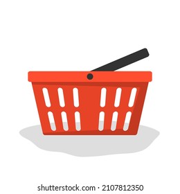 Flat illustration of a plastic shopping basket on a white background, store equipment. Grocery shopping, sale, department store. Vector illustration - eps10.