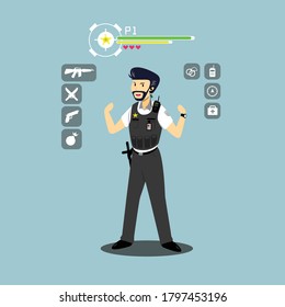 Flat illustration of police character vector