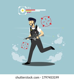 Flat illustration of police character vector