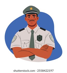 A flat illustration of a police officer 

