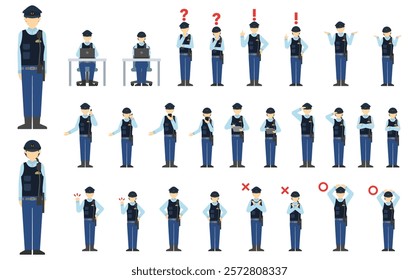 Flat illustration: Police officer front view