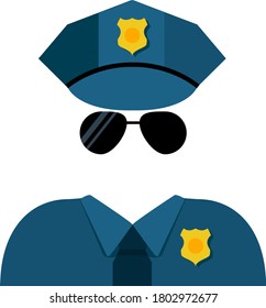Flat illustration of policeman avatar vector icon for web design