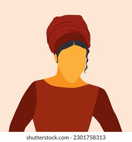 Flat illustration portrait of Jewish woman with traditional head covering svg