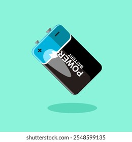Flat illustration power big battery with modern flat style