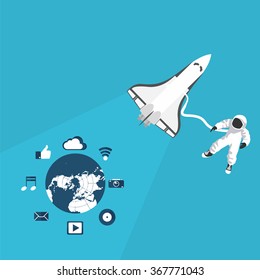 flat illustration of the progress of technology in vector format eps10