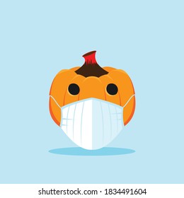 Flat Illustration pumpkin Mask On white background , Suitable For Halloween Party Themed Designs Or web 