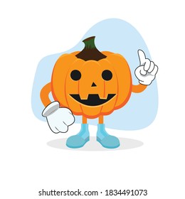 Flat Illustration pumpkin smile On white background with hands and feet , Suitable For Halloween Party Themed Designs Or web
