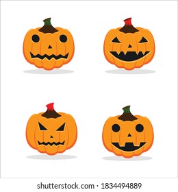 Flat Illustration pumpkin spooky On white background , Suitable For Halloween Party Themed Designs Or web