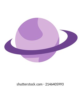 Flat illustration with purple color planet saturn for web, posters, stickers and design