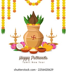 Flat illustration of Puthandu, Tamil New Year