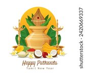 Flat illustration of Puthandu Vaztukhal, Tamil New Year