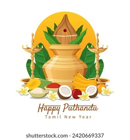 Flat illustration of Puthandu Vaztukhal, Tamil New Year