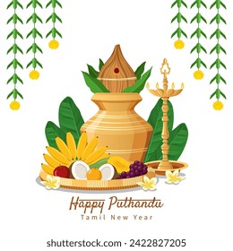 Flat illustration of Puthandu Vaztukhal, Tamil New Year