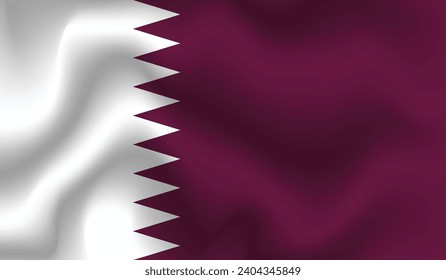Flat Illustration of the Qatar flag. Qatar national flag design. Qatar waves flag.