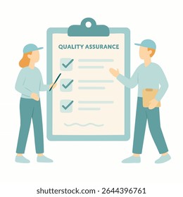 Flat Illustration Quality Assurance Checklist with Two People Teamwork