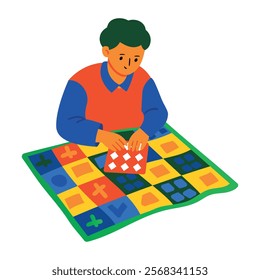 A flat illustration of quilting character