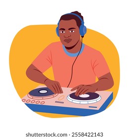 A flat illustration of a radio dj 
