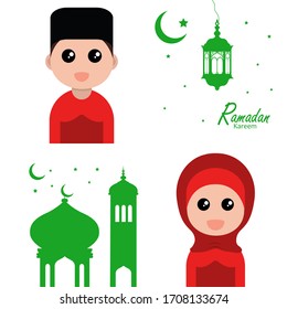 flache Illustration, Rmadan-Hintergrund, Design eines Kareem-Charakters