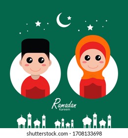 flache Illustration, Rmadan-Hintergrund, Design eines Kareem-Charakters