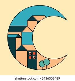 Flat illustration ramadan background, flat ramadan logo, flat geometric ramadan illustration, flat islamic illustration, islamic background