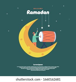 Flat illustration of ramadan web banner vector
