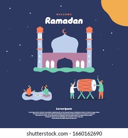 Flat illustration of ramadan web banner vector