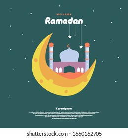 Flat illustration of ramadan web banner vector