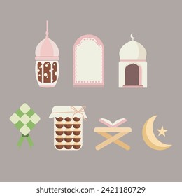Kollektion von flachen Illustrationen für Ramadhan-Elemente