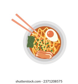 Flat Illustration of Ramen Vector. Foods and Drinks Daily Illustration.