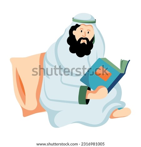 A flat illustration of reading quran 