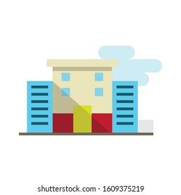 Flat Illustration, Real Estate Theme Icon, House and Building.