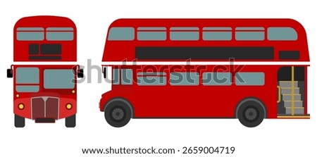 Flat illustration: red double decker bus