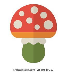 Flat Illustration Red Mushroom Green Stem White Spots