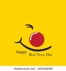 Flat illustration. Red nose Day concept. Vector.