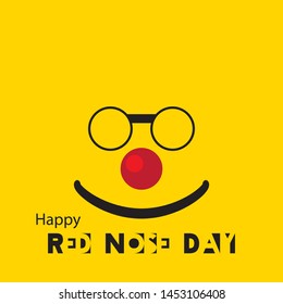 Flat illustration. Red nose Day concept. Vector.