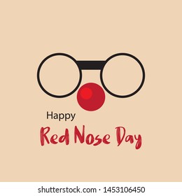 Flat illustration. Red nose Day concept. Vector.