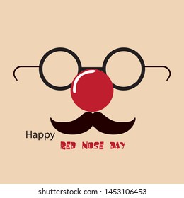 Flat illustration. Red nose Day concept. Vector.