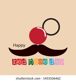 Flat illustration. Red nose Day concept. Vector.