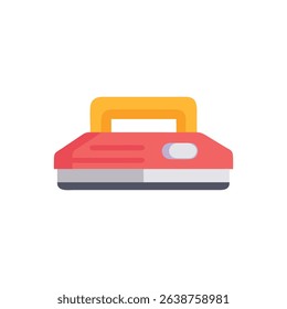 Flat illustration of retro iron box on White Background
