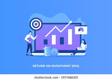 Flat illustration of Return on investment concept. Illustration for websites, landing pages, mobile applications, posters and banners.